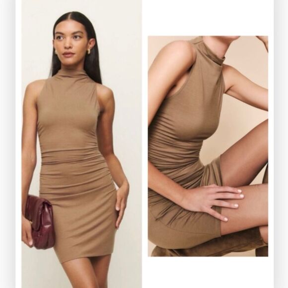 Reformation Jana Knit Mini Dress Nutty Brown size XS - Picture 6 of 6